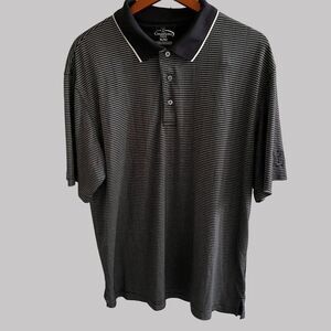 Champions Tour Golf Shirt Adult Extra Large Black‎ White Striped Polo Rugby Mens